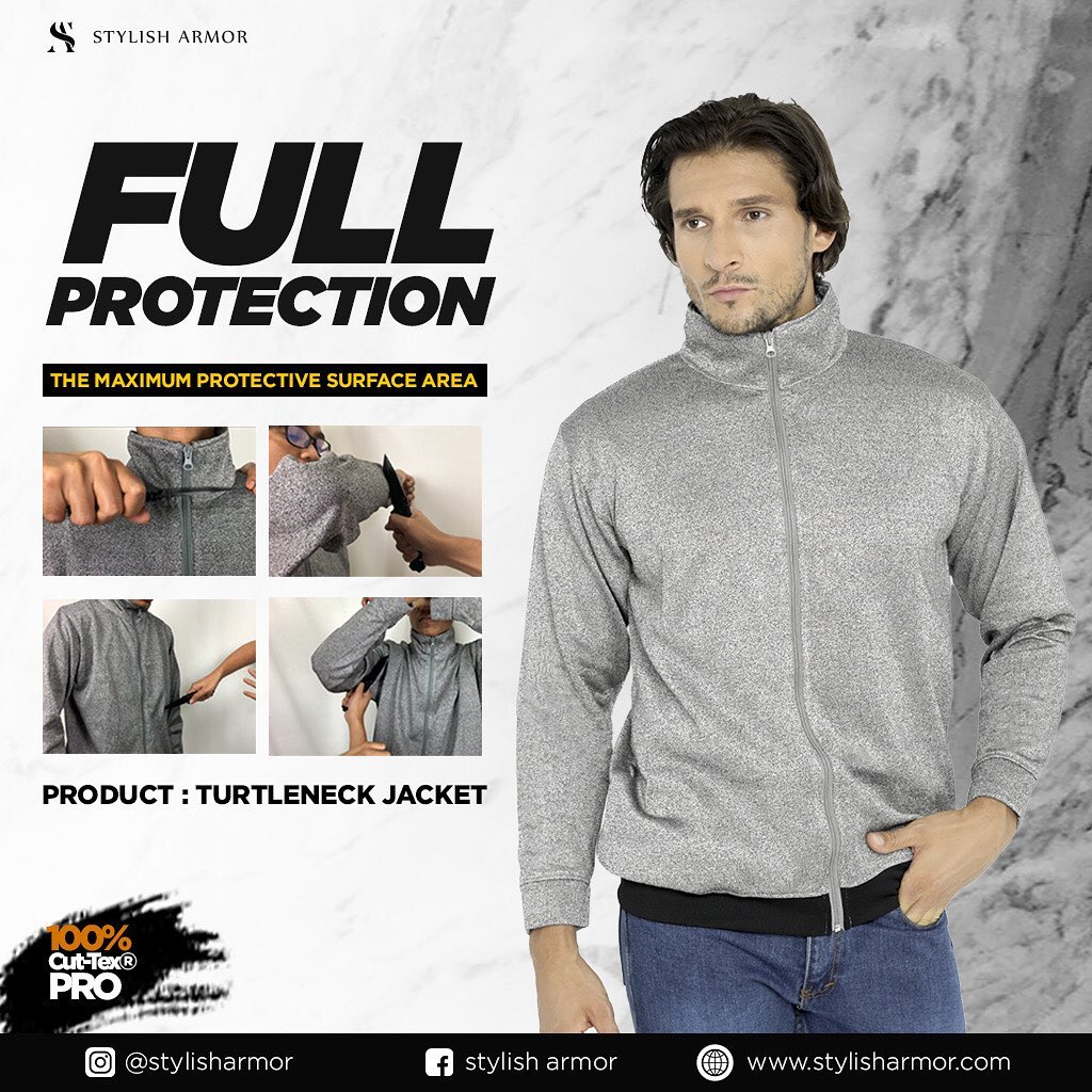 Proteksi Penuh Dari Sajam dengan Turtleneck Jacket Stylish Armor